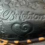 Brighton COPYBRIGHTON PURSE BLACK & TAN WOVEN STRAW ADJUST ALLIGATOR LOOK STRAP SILVER Photo 10