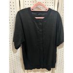 COS  Black Short Sleeve Button Front Lightweight Knit Top Size Large Photo 2