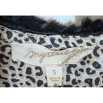 Mystree  Faux Fur Vest Leopard Open Front Black Womens Small Photo 2