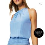 Ramy Brook  Audrey Blouson Midi Dress‎ Sz XS Turquoise Satin Sleeveless Photo 3