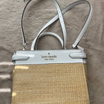 Kate Spade New York Wicker & White Leather Small Satchel Crossbody Bag Photo 0