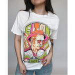 Daydreamer  Cream Pink Green Elton John Bold Pop Art Boyfriend T-Shirt Sz L Photo 5
