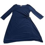 White House | Black Market White‎ House Black Market Drape Evening Dress Blue Gold Tone Long Sleeve Sz XL Photo 6