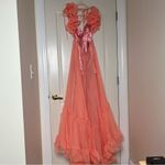 Mac Duggal Mac Duggal Ruffle Sleeve V-Neck A-Line Gown in Coral Size 0 Photo 2