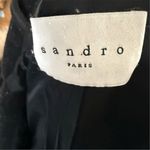 Sandro Paris Women's Black Wool Overcoat Size 40 / 8/M Fur Photo 3