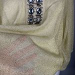Signature Studio Sheer Gold Metallic Blouse Top M Pullover Tunic Beaded Sequins NYE Party New $48 Photo 7