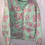 Wild Fable  Womens Zip Up Quilted Coat Size Large Mint Green Floral Jacket Photo 0