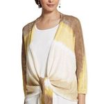 Chico's Brown Yellow Beige Ombre Open Front Cardigan Sweater Size 1 small Nwt Photo 0
