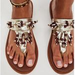 Free People NWOT  Sadie Fringe Sandals in Gold Metallic Photo 0