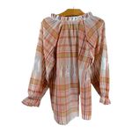 Madewell Plaid Tie-Neck Ruffle Sleeve Top Photo 5