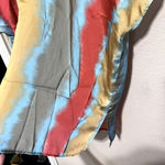 Adrienne  Mod Kimono Satin Colorful Striped Caftan Top sz M Boho Retro USA Photo 2