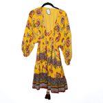 Alexis Holli Chiffon V Neck Tassel Pullover Tiered Mini Dress Amber Bloom Print  Photo 0