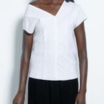 Helmut Lang  White Linen Asymmetric Top V Neck Size 2 NWT Photo 3