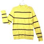 Tribekka 44 Sweater Womens Medium Citron Yellow Mock Neck Striped Rainbow Tinsel Photo 10