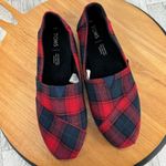Toms  Tartan‎ Plaid Flannel Alpargata Slip On Flats Shoes Red Blue 9 Photo 8