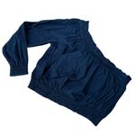 Free People  sexy one sleeve crop top off shoulder top navy size small Photo 2