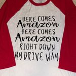 Hanes Raglan Long Sleeve T-Shirt Women’s Size Medium Red And White 60% Cotton 40% Poly Photo 2