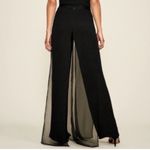 Tadashi Shoji Tadashi Shoji Chiffon Panel Palazzo Wide Leg Sheer Pants Black 10 Photo 1