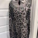 The Quacker Factory Women's Beaded Animal Print Shirt Black. Black Size L Photo 6