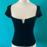 Reformation  Emely Cropped Knit Top Black Tencel Lyocell Fitted Chic Size XS Photo 0