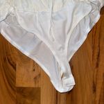 Lulus  Womens White Balloon Sleeve Bodysuit Tie‎ V-Neck Romantic Blouse S peasant Photo 2