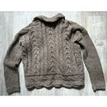 Lauren Ralph Lauren | Wool Blend Chunky Open Cropped Cardigan Sweater | Medium Brown Photo 1