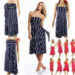 Elan  convertible navy & white striped knit S maxi skirt Photo 1