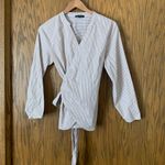 J.Crew  tan and white stripe wrap tie shirt Photo 1