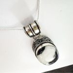 925 Sterling Silver White buffalo Turquoise Necklace Womens Gemstone Jewelry Black Photo 3