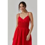 ASTR NWT the Label Popcorn Waist Midi Dress Cherry Red Sz Medium Photo 1