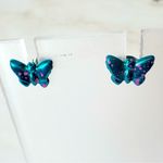 Vintage Dainty Teal and Pink Butterfly Earrings Studs Hypoallergenic Blue Photo 0