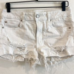 American Eagle  Shorts Womens 8 White Hi Rise Shortie‎ Cut Off Distressed Floral Photo 0