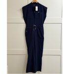 FIGS Rafaela Cargo Wide Leg ScrubJumpsuit in Navy, Size Medium Photo 7