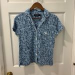 Ralph Lauren Lauren Black Label Short Sleeve Pajama Set Size Small Blue Floral Photo 2