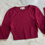 About Us Women's Long Sleeve Crop Top Ribbed Knit Raspberry Size XS Photo 0