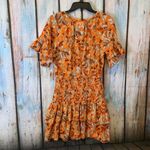 Aerie 100% Cotton Orange Floral Dress with Smocked Waistband Size S Photo 6