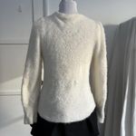 Bebe Y2K  White Eyelash Knit Fuzzy Sweater M Rhinestone Crystal Logo Long Sleeve Photo 2