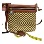 Spartina 449 Geometric Green/ Cream Leather and Linen Crossbody Bag with Wallet Photo 26