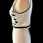 Crop Sweater White Black V Neck Lightweight Womens Small Photo 2
