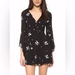 Free People  - Black Jasmine Embroidered Floral Bell Sleeve Boho Dress  - Size 6 Photo 1