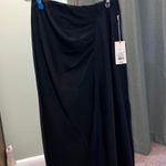 A New Day Black Silk Midi Skirt Photo 0