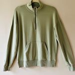 Banana Republic M Sage Baby Terry Zip Sweatshirt Fleece Pocket Sweater Stretch Photo 1