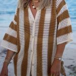 VICI x Caitlyn BRADLEY CROCHET BUTTON DOWN COVER UP TOP NWT M Photo 1