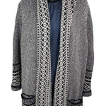 Lucky Brand  BOHO Shawl Cardigan Open Black White Geometric Sweater Women’s 1X Photo 0