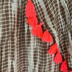 Dizzy Lizzy Shorts Brown Coral Tassl Wrap Elastic Waist Womens Large Photo 3