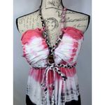 Chaudhry Rope Halter Open Back Tie Dye Maxi Dress Pink Black M Size M Photo 3