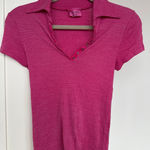 Michael Stars Women's Pink Sparkle Y2K Short Sleeve Polo Shirt, One Size, EUC Photo 0