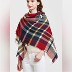 Classic Plaid Blanket Oversized Cozy Shawl Scarf Red Photo 2