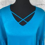 a.n.a  Shift dress w/bell sleeves blue size small Photo 3