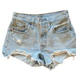 Levi's Levi’s 501 High Rise Denim Shorts Sz 24 Light Wash Cotton Distressed Button Fly Photo 0